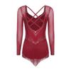 All-in-One Performance Jumpsuit for Women S-XXL: Perfect for Tango, Rumba & Figure Skating with Mesh Sleeves & Open Back