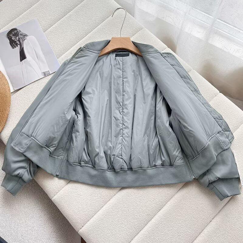 2025 Spring Women's Stand-Up Collar Bomber Jacket
