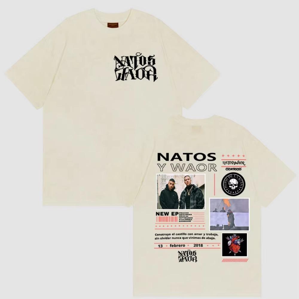 Rapper NATOS WAOR Album 2025 Merch T-Shirt Herren Hochwertige Mode O-Ausschnitt T-Shirt Hip Hop Übergroße T-Shirts Streetwear