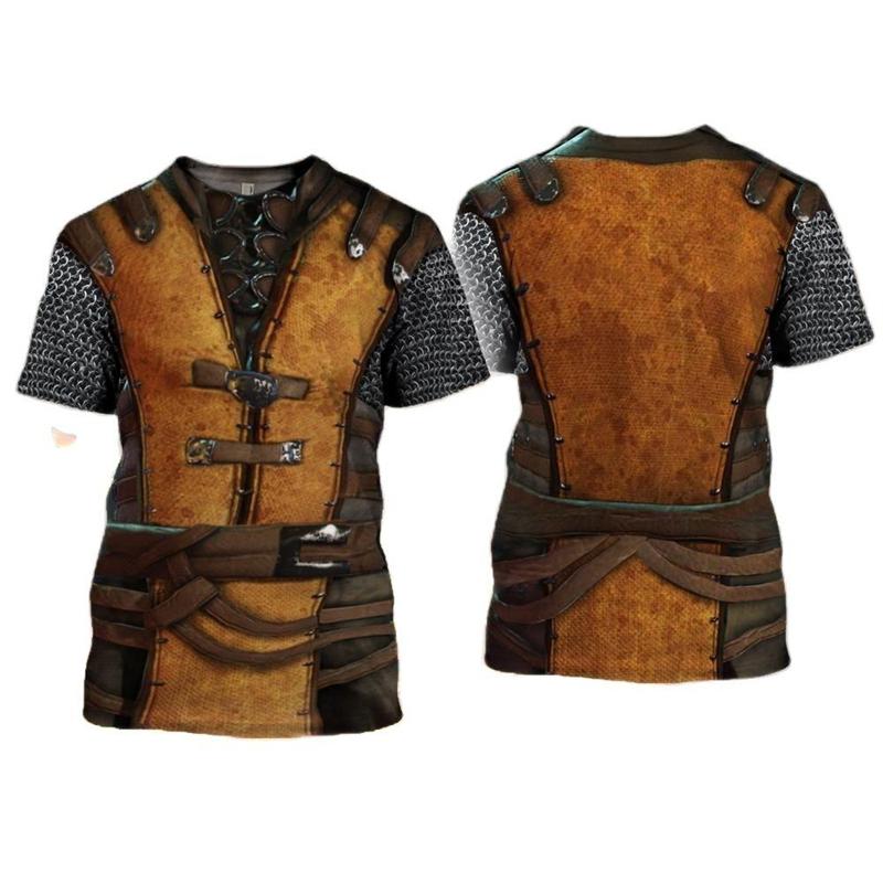 3D Print Knight Armor Cosplay T-shirt For Men New In Men's Casual O-neck Short Sleeve T Shirts Streetwear Funny Tee Shirt Tops