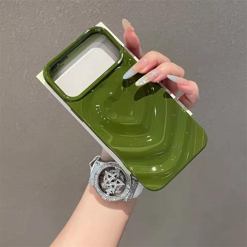 

Модный 3D чехол для телефона с сердечком любви конфетного цвета для iPhone 17 Air 16E 15 14 13 12 11 Pro Max, волнообразный, ультратонкий, противоударный, Ins-чехол iPhone 12 Pro Max зелёный