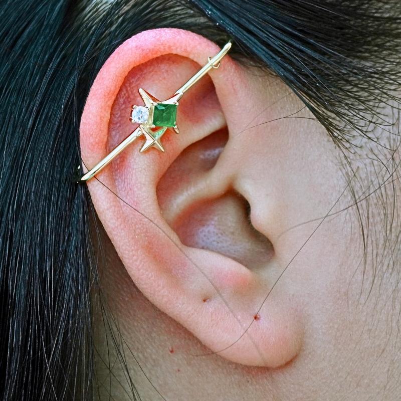 Hot Sale Trendy Women's 63mm 2.5g Long Barbell Industrial Piercing Jewelry Stud Earrings Zircon Alloy S925 Silver Bow Shape