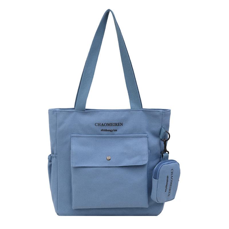 

Жіноча сумка великої місткості, універсальна, нова сумка через плече, полотняна, популярна текстурована, класна, сумка-тоут синій