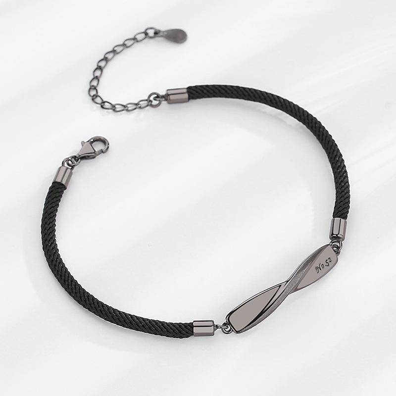 Bracelets de Couple Anneau de Möbius: Mode tressée noire et blanche pour la Saint-Valentin