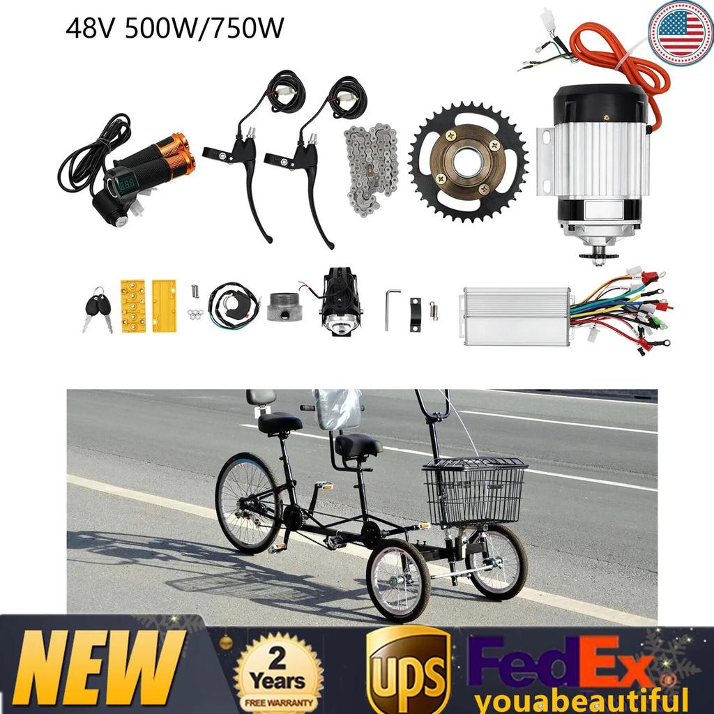 750W 48V Elektrischer Bürstenloser Motor Kit, Elektrischer Pedicab Bürstenloser Getriebemotor für Go Kart ATV Elektrofahrrad Umbausatz