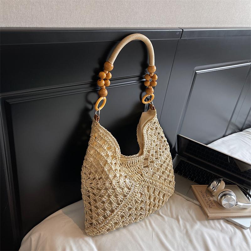 Handwoven Crochet Boho Tote Bag for Women Summer Beach Travel Casual Use