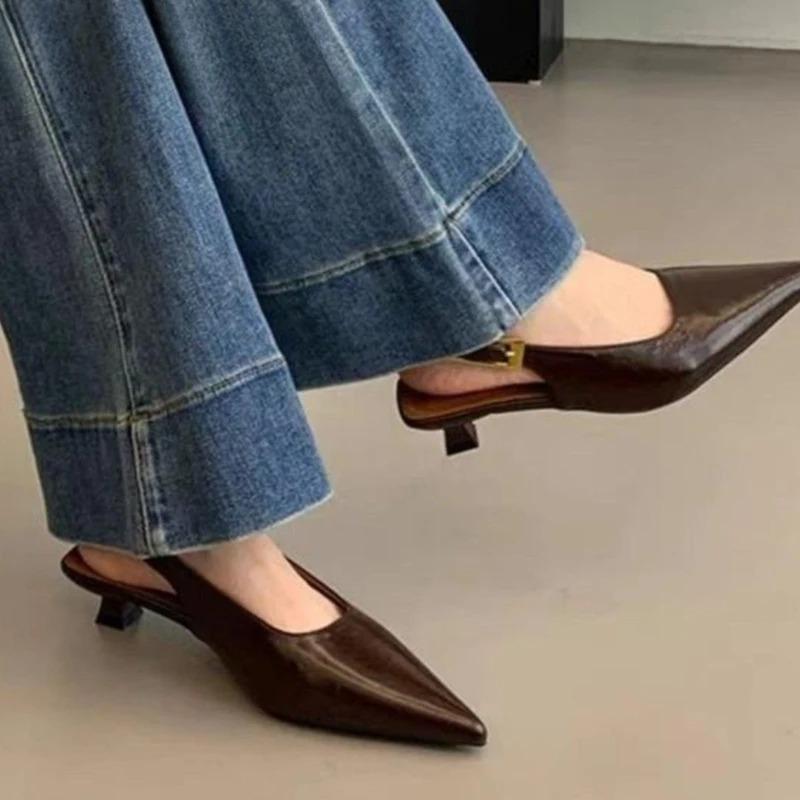 Designer Luxury Summer Pointed Toe Women Sandals Fashion Singbacks Mules Shoes Ladies Elegant Low Heel Stripper Party Sandalias