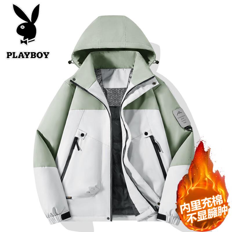 Мужская теплая повседневная куртка с капюшоном PLAYBOY L