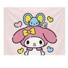 Sanrio My Melody Printed Tapestry Pink Cartoon Cute Bedroom Living Room Background Wall Decoration Dormitory Apartment