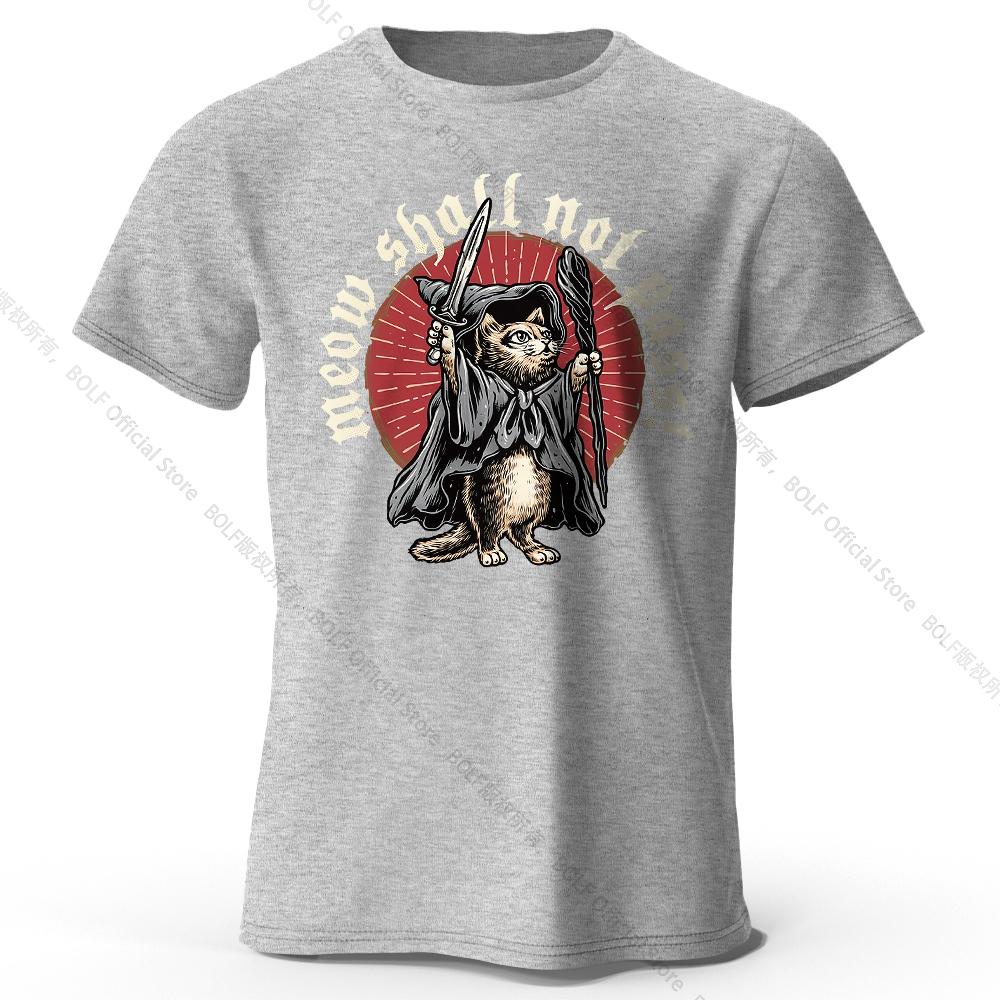 Unisexs Meow Shall Not Pass Printed Tshirt 100 Cotton Oversized Cat Graphic Tees For Unisex Summer Tops Nerd Streetwear