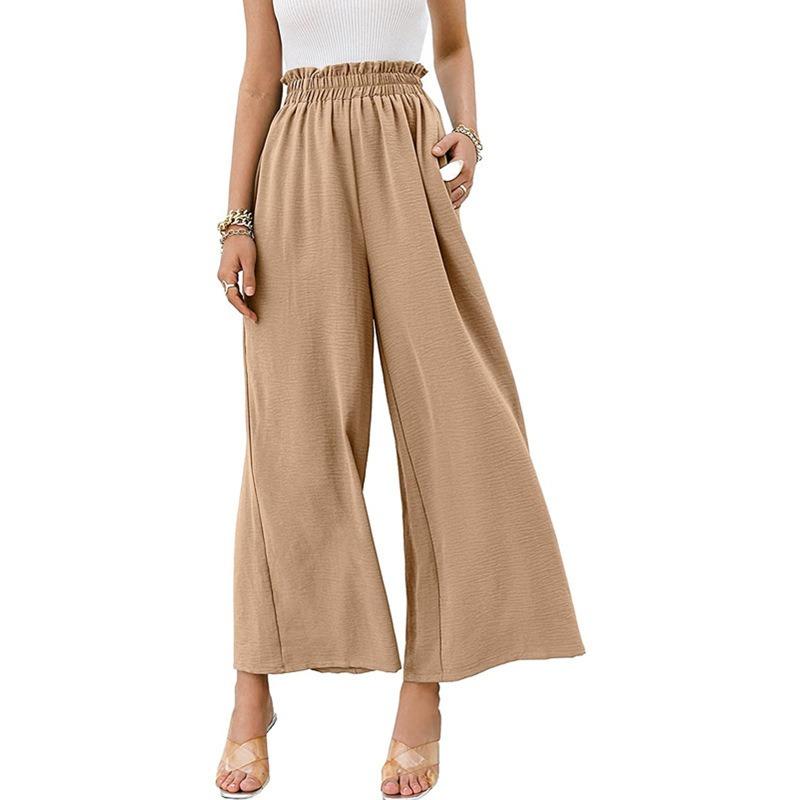 DAFIFY Women's Fashion Summer Spring Casual Solid Color Print High Waist Trousers Pants & Capris