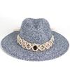 New Women's Spring and Summer Panama Gentleman's Top Hat, Mixed-color Straw Hat, Fashionable and Personalized Hollow Hand-woven Decorative Hat