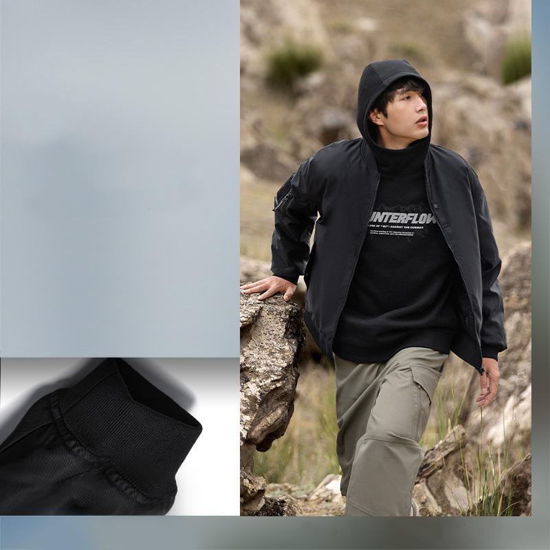 Li Ning CF Water Series S potiskem písmen Volná bunda s baseballovým límcem Unisex bunda Černá AJMT249-1