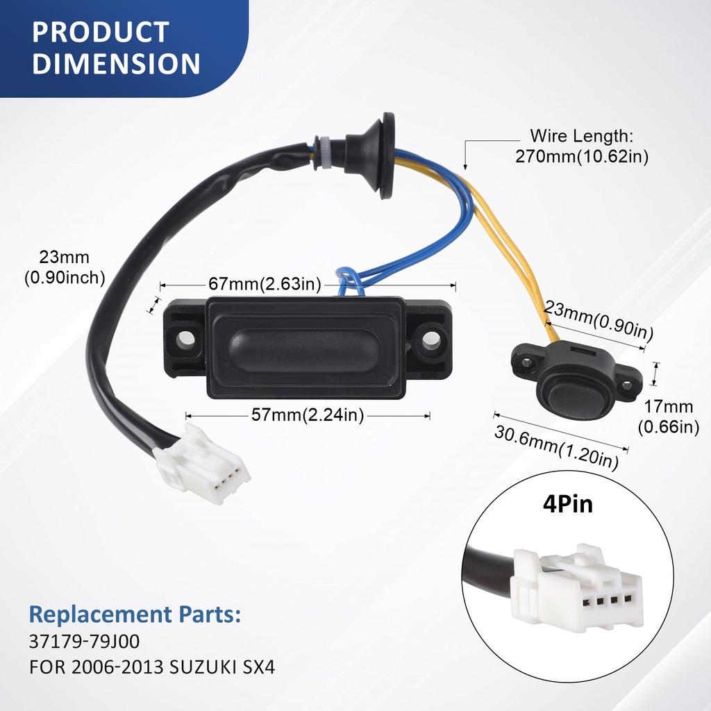 Tailgate Trunk Open Release Switch Replacement 37179-79J00  Designed for Performance and Durability For Suzuki SX4 2006-2013