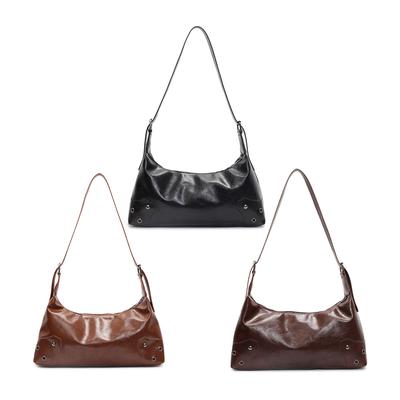 Women Retro Rivet Shoulder Bag PU Leather Metal Stud Handbag Large Capacity Vintage Casual Handbags Ladies Work Bag