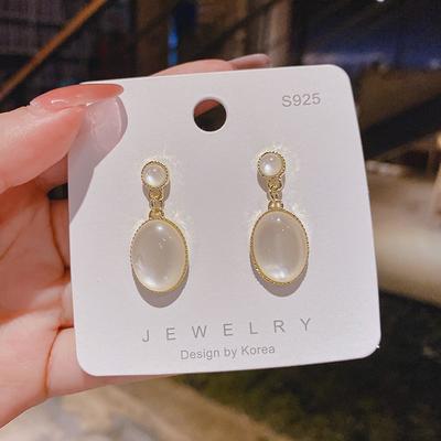 Tatlı Opal Su Damlası Düzensiz Yuvarlak Oval Geometri Sallantılı Küpe Kadınlar için Kişilik Basit Takı Noel Hediyesi