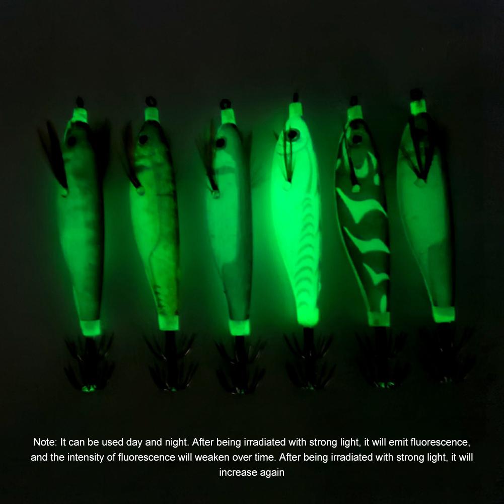 Luminous Squid Jig Hook Fishing Lure Artificial Fake Octopus Lures Wood Shrimp Cuttlefish Hard Bait Sea Jigs Fishing Tackle