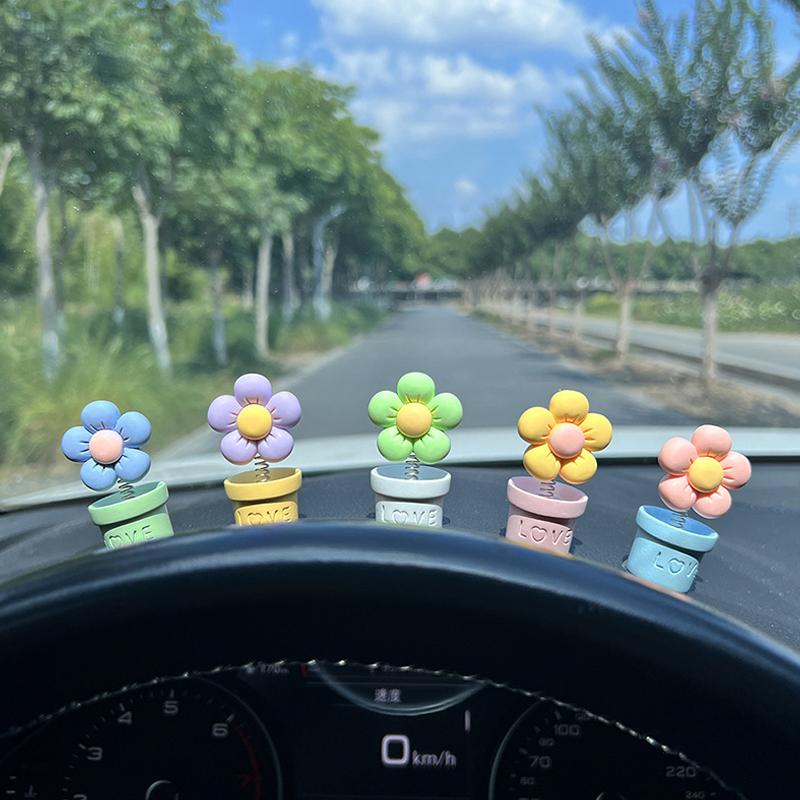 Niedliche Cartoon Armaturenbrett Dekoration Bonbonfarbe Blumentopf Auto Wackelkopf Spielzeug Kreative Wackelblumentopf Ornament