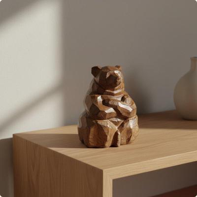 Bear Figurine Collectible Wood Sculpture Gift Idea