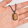 Stainless Steel Rectangle Natural Stone Pendant Necklaces, Minimalist Dainty Chain Necklace, Luxury Fashion Jewelry For Men Gift
