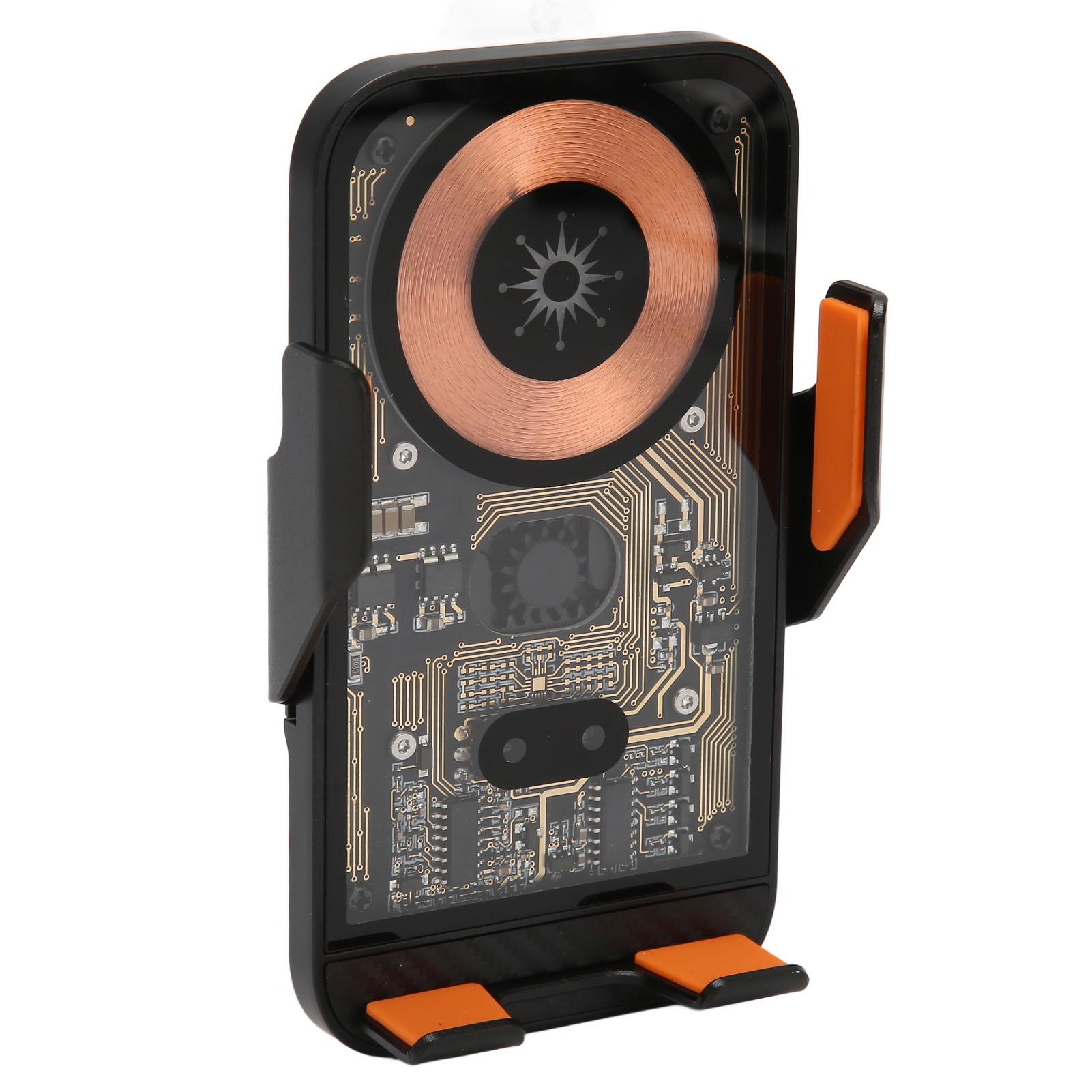 

Беспроводное автомобильное зарядное устройство Прозрачный корпус Вращающийся на 360 градусов кронштейн Сенсорная кнопка Интеллектуальный датчик Телефон