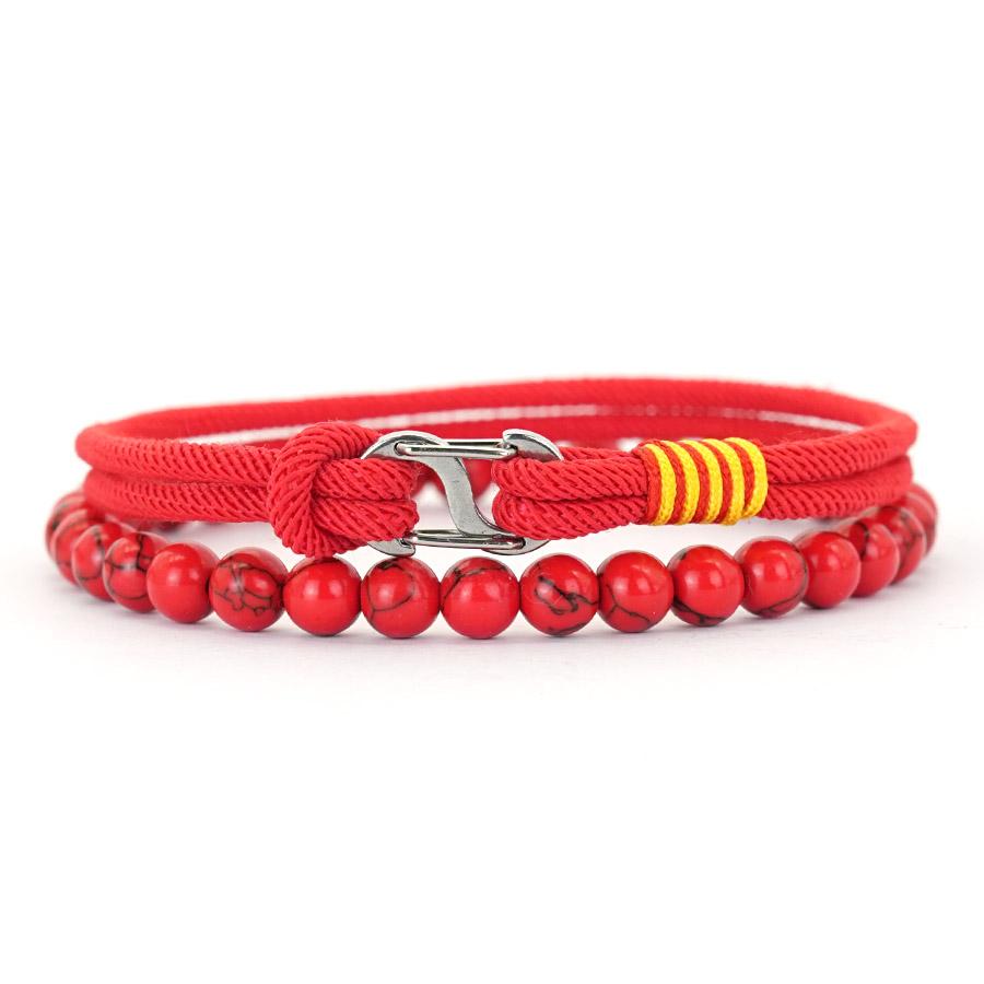 Stylish 2Pcs Men Bracelet Set 5 Colors Available Grade A 3mm String Skin Friendly Without Fading Sports Sweat Absorbent Braslet