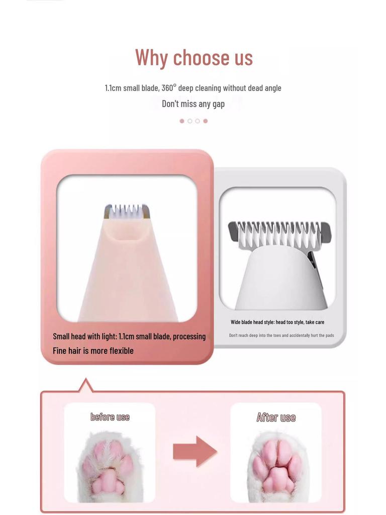 Rechargeable Pet Paw Trimmer with LED Light