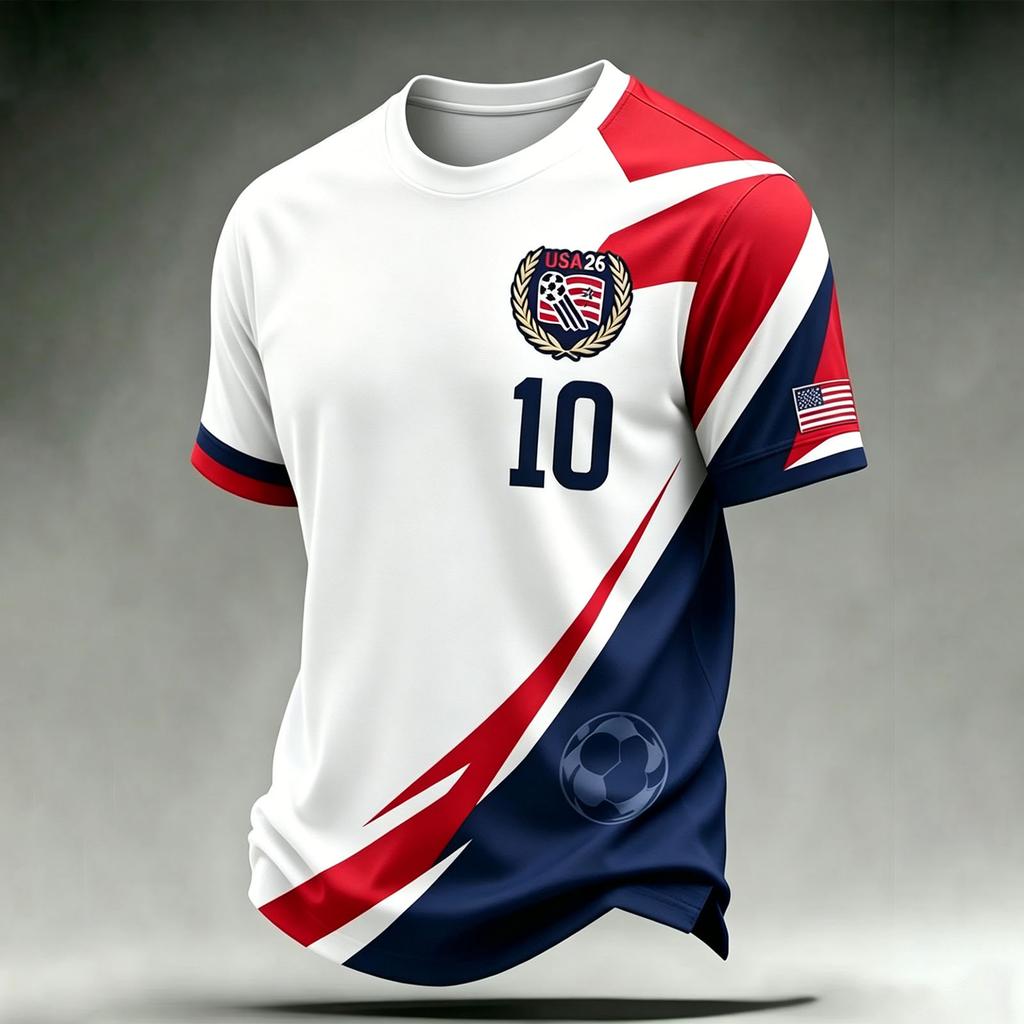 Men's Casual Printed Crew Neck Lightweight Breathable Short Sleeve Shirt Soccer Themed Graphic Design USA Map and Flag Pattern