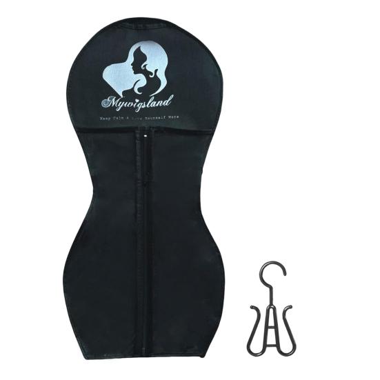 Netkaná taška na uložení paruky s věšákem, držák na příslušenství pro prodlužování vlasů, přenosná cestovní prachotěsná taška na zip, organizér na paruky