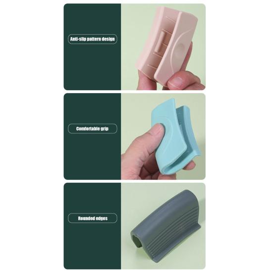 1 pár silikonových držadel pro asistenci Horké rukojeti pánve Protiskluzové žáruvzdorné rukávy na rukojeti hrnců pro smaltované pánve litinové pánve