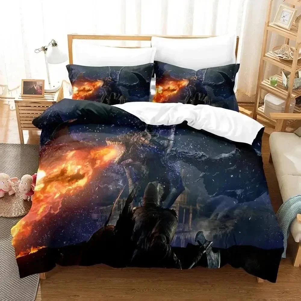 Luxury New 3D Print Game Dark Souls Bedding Set Duvet Cover Bed Set Quilt Cover Pillowcase king Queen Boys Adult Bedding Set