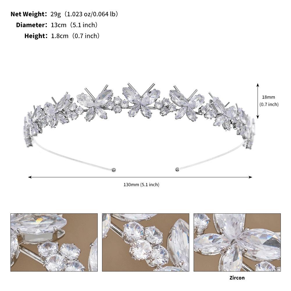 Nowa wielowarstwowa opaska do włosów z cyrkoniami, akcesoria do włosów dla kobiet na co dzień, luksusowa, w całości diamentowa, super błyszcząca opaska motylkowa, hurtowa