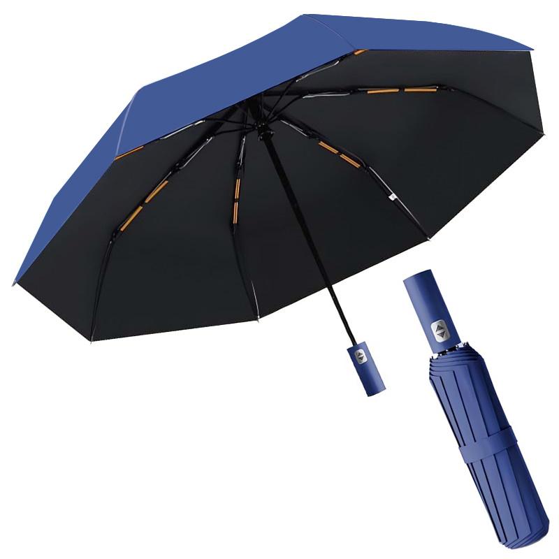 Solid Color 16/24 Bone Automatic Umbrella with Light Collapsible Windproof UV Protection Super Strong Sunshade Portable Design