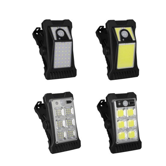 Solar Clip Light with Motion Sensor Intelligent Photosensitivity Outdoor LED Light for Garden And Camping No Wiring or Drilling High-Brightness COB