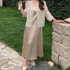 Elegant Chinese-Style Camisole Dress & Organza Cardigan Two-Piece Set for Summer.