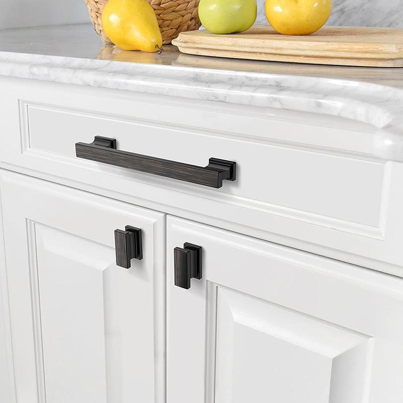 10 Pack Matt Black Cabinet Pulls 5 Inch(128mm) Hole Centers Cabinet Handles Kitchen Hardware Handle for Cabinets and Drawers