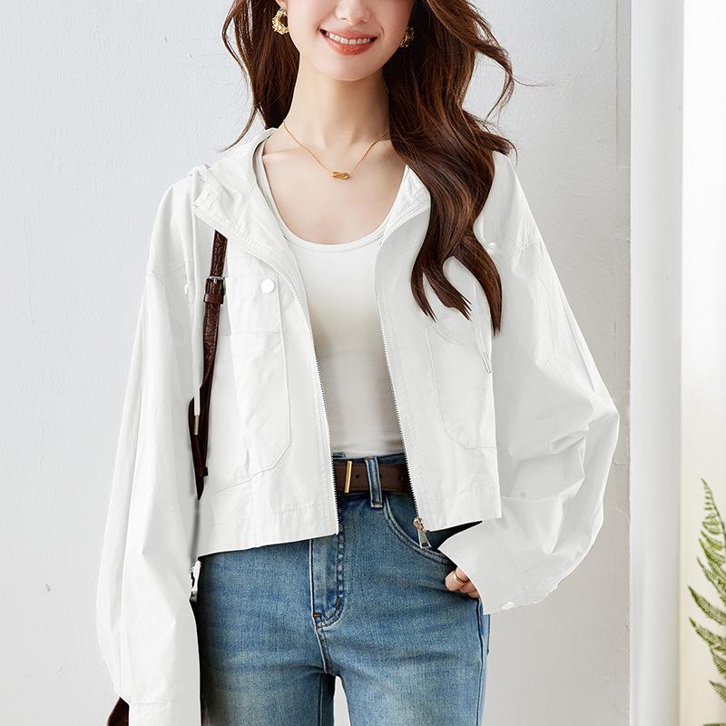 

Short Jacket for Women Spring New Style Small Hooded Casual Fashion Top Retro Cardigan Jacket M