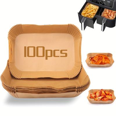 1set/100pcs Pneumatic Deep Fryer Liner, Disposable for Fryer Accessories, Rectangular Parchment Paper Liner, for Microwave, Etc.