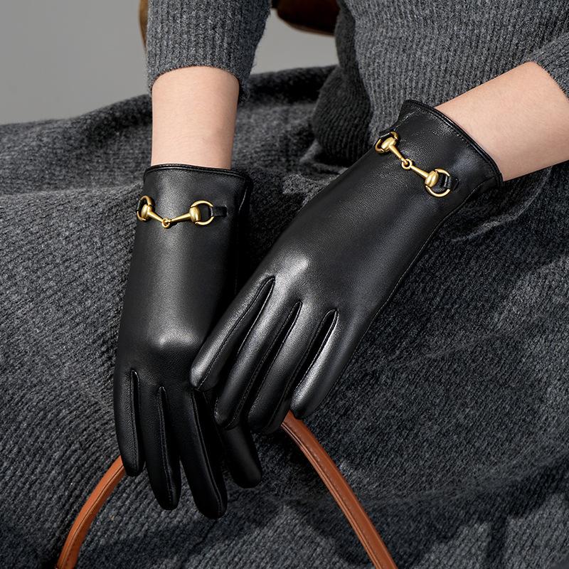 Женские перчатки из натуральной кожи для зимы, теплые, с утолщенной флисовой подкладкой M