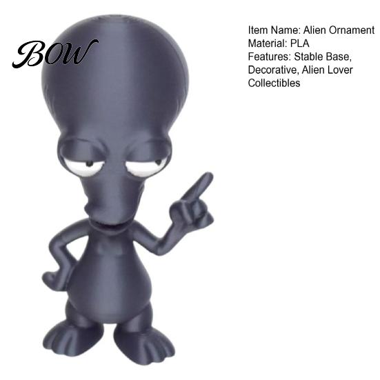 Alien Figurine 3D Printed Ornament, Funny Figurine, Collectible Big Head Decor Statue for Desk Shelf Decor, Lovers Gift Trendy Room