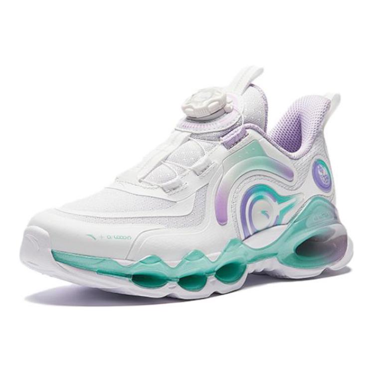 Anta Kids Energy Ring Comfortable Versatile Non-Slip Wear-Resistant Low-Top Running Shoes Kids Running Shoes White Purple Green 322345512-3