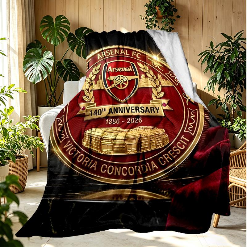 Arsenal F.C Pattern Blanket for Home Decoration, Bed, Sofa, Car Travel, Camping, Suitable for All Seasons, Birthday Christmas Gift