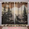 2 pieces of Simple forest animals   retro bears and deer printed curtains   pole bag curtains    home decoration   room decoration