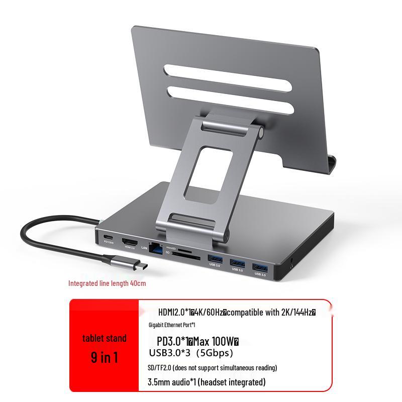 4K60Hz USB-C Docking Station with Gigabit Ethernet, USB 3.2 Converter, and Rotating Stand for Phones and Tablets