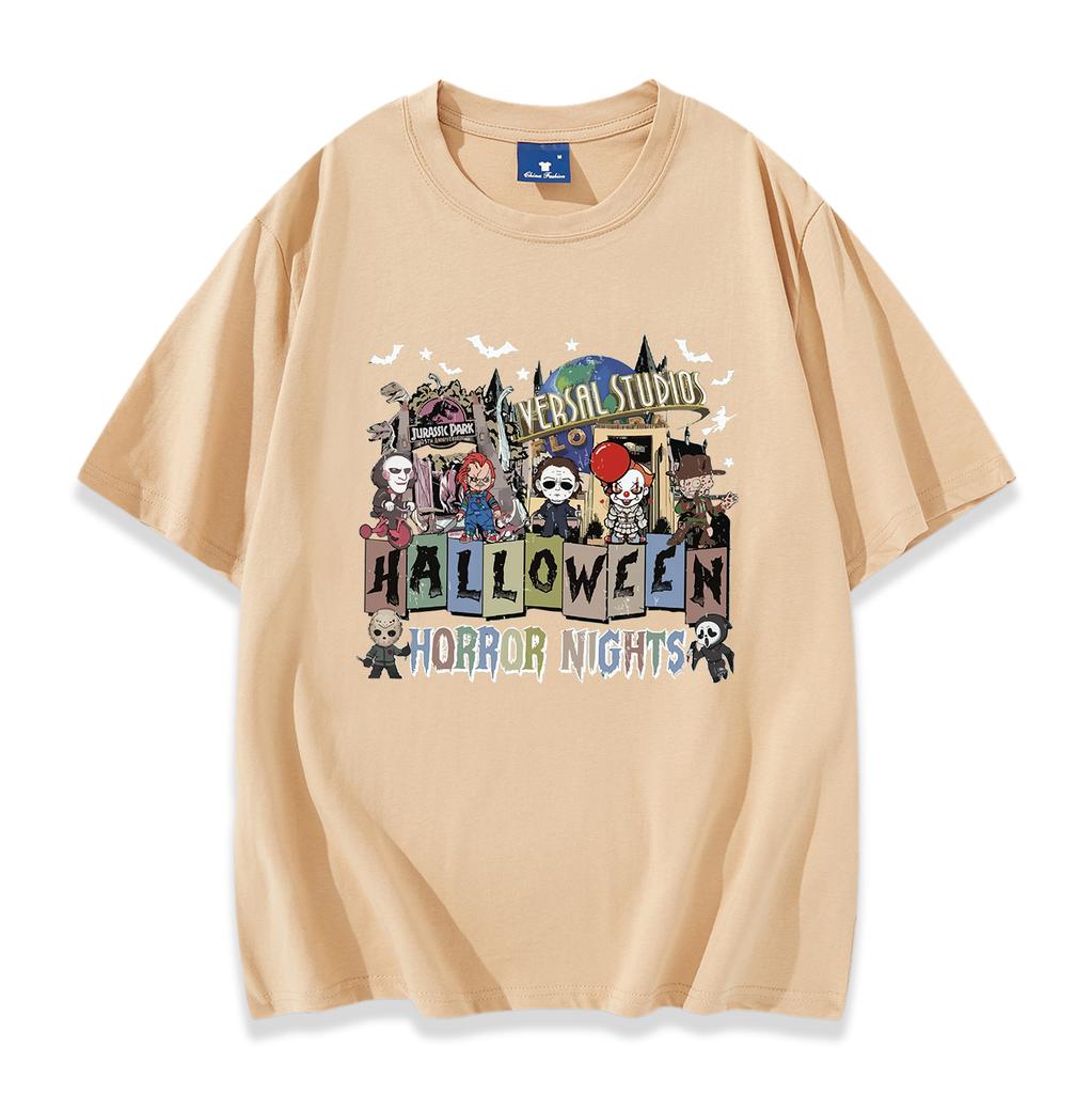 Horror Movie Characters Shirt Halloween Party Shirt Spooky Season Shirt Women Men Short Sleeve Streetwear Hip Hop Tops