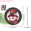 Buffalo Plaid Wooden Christmas Sign with Snowman Pattern - Navidad Round Sign for Yard Door Wall Hanging Decor - Ideal Christmas Decoration