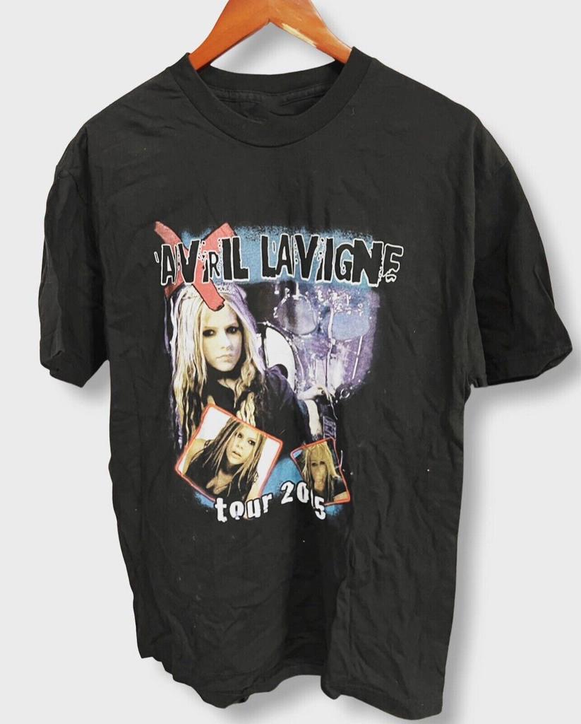 Maglietta Nera in Cotone Vintage Avril Lavigne Tour Unisex PP285