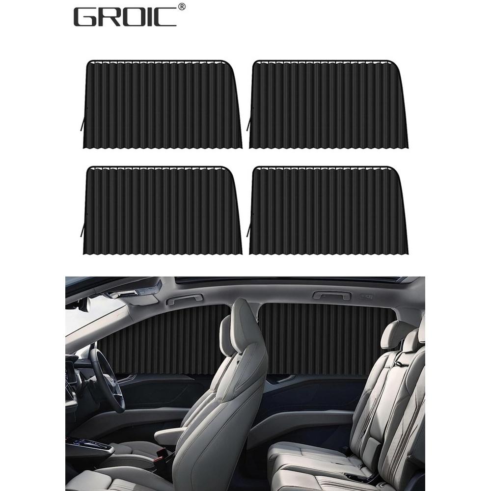 4Pcs Magnetic Car Window Shades Foldable Magnetic Car Side Window Sun Shade Car Curtain Pleated Silky UV Protection Privacy Auto Accessories