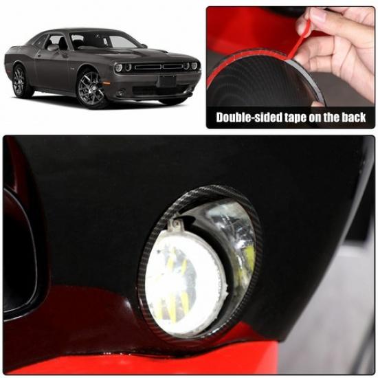 Exterior Front Fog Light Lamp Trim Cover For Dodge Challenger 09-14 Carbon Fiber