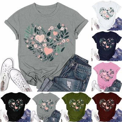 Damenmode Lässig Bedrucktes Rundhals Kurzarm T-Shirt Top T-Shirt Oberteil